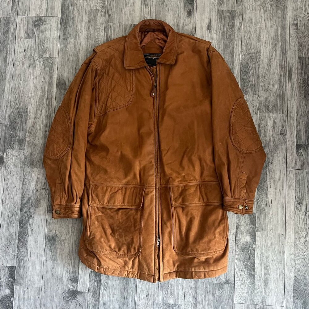 Vintage Eddie Bauer Leather Hunting Jacket Coat